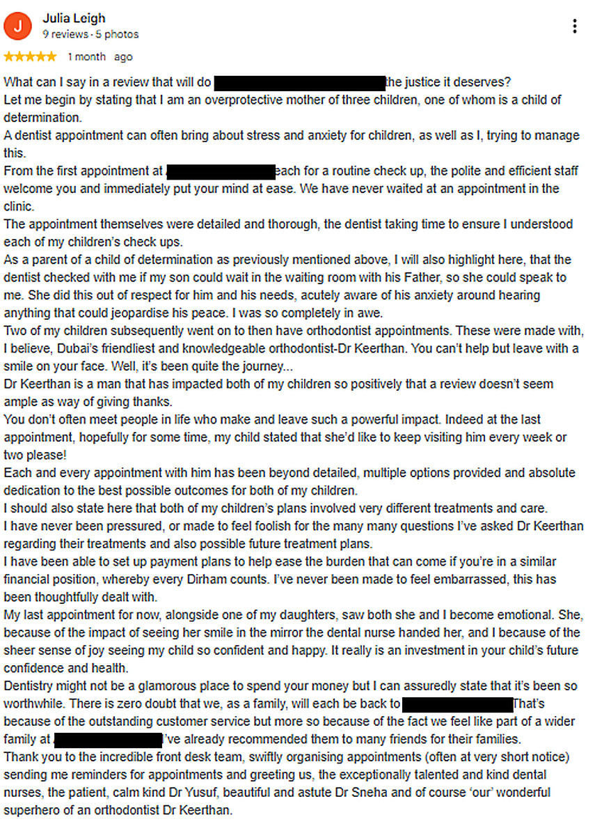 Google review screenshot